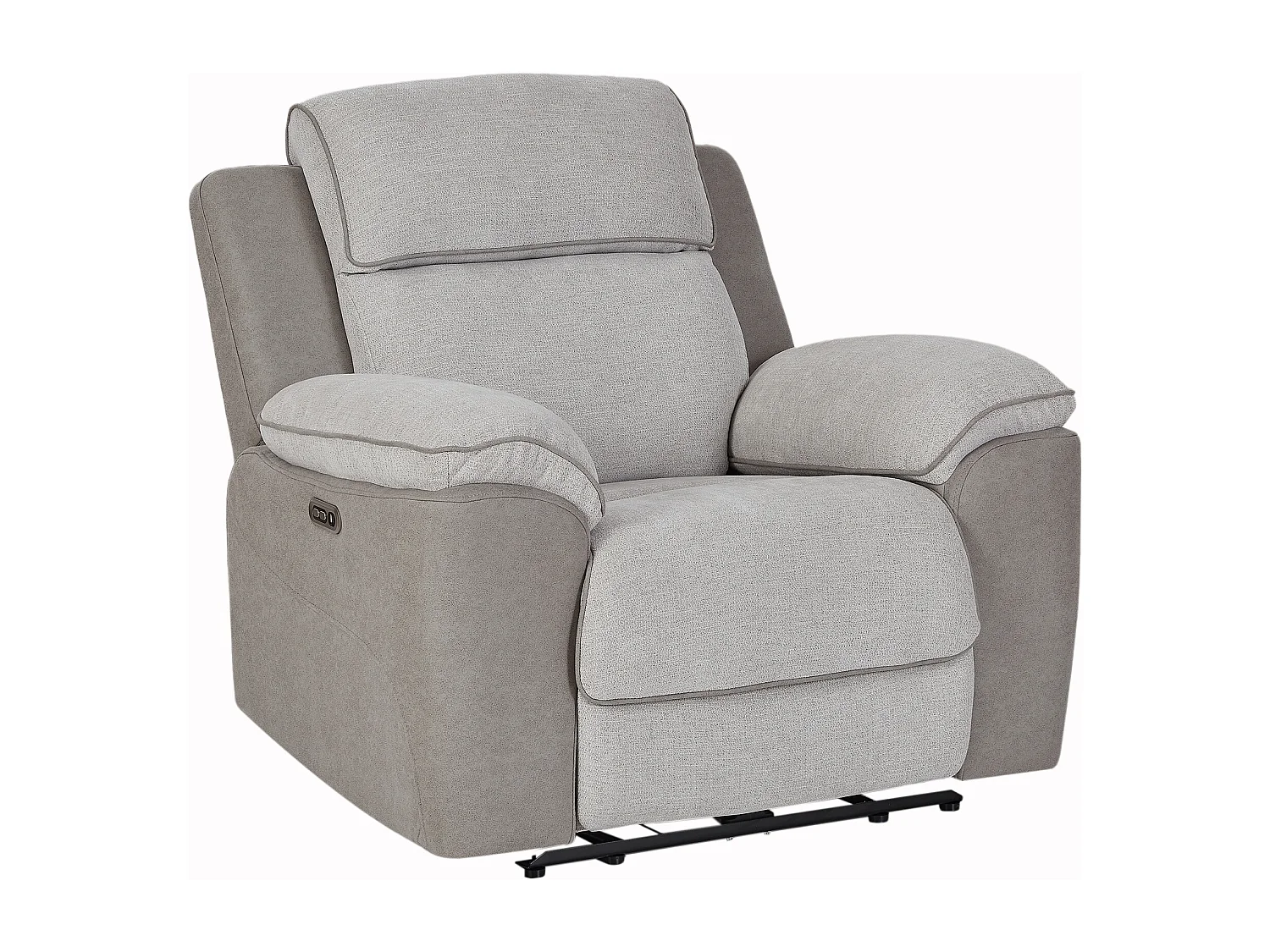 Fauteuil relax électrique en tissu gris clair et simili gris MEPONA