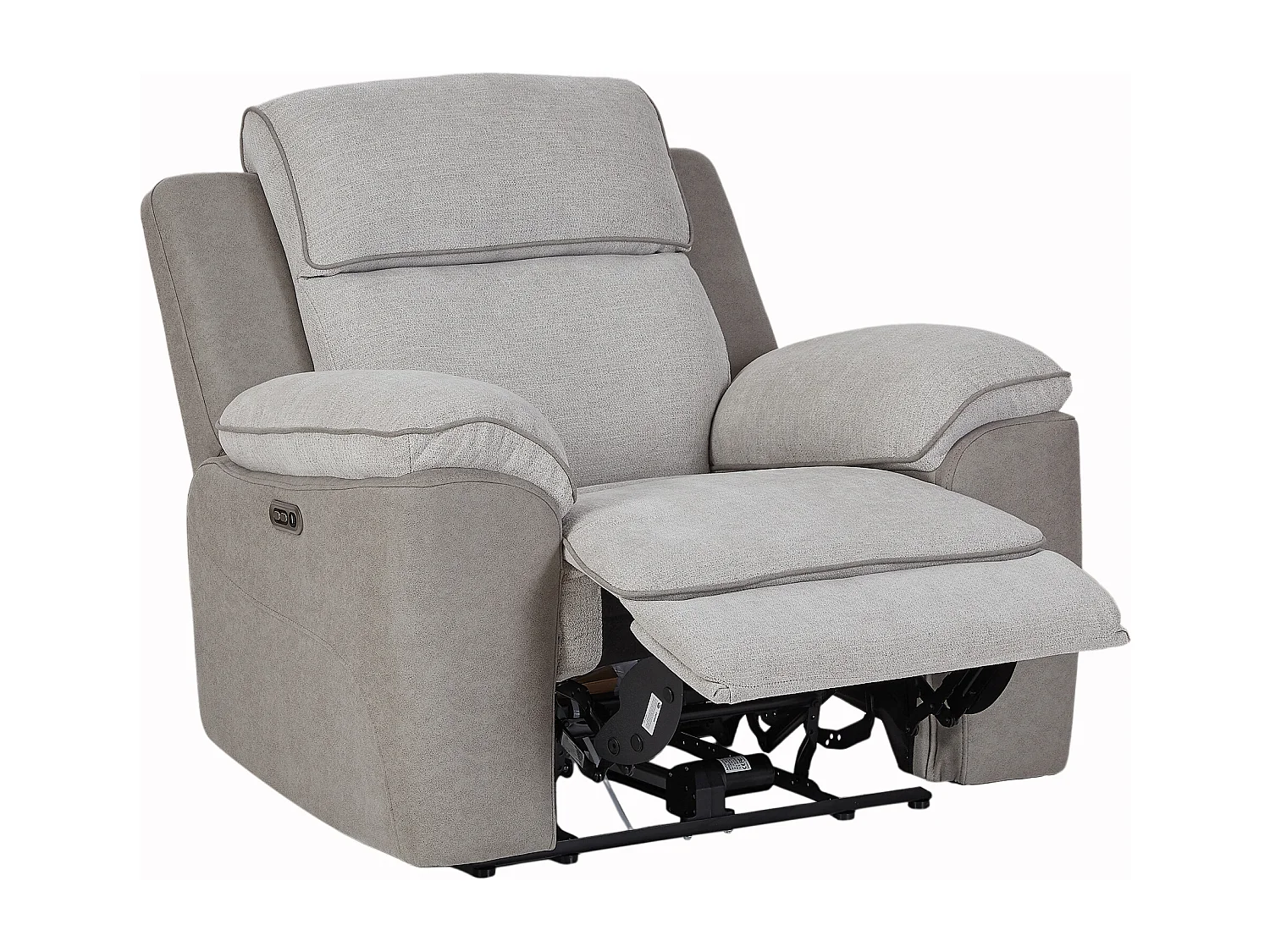 Fauteuil relax électrique en tissu gris clair et simili gris MEPONA