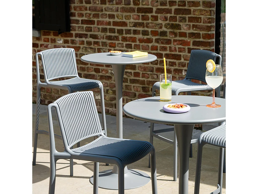 Ensemble haut de jardin en résine et acier 2p Gris ANDREA