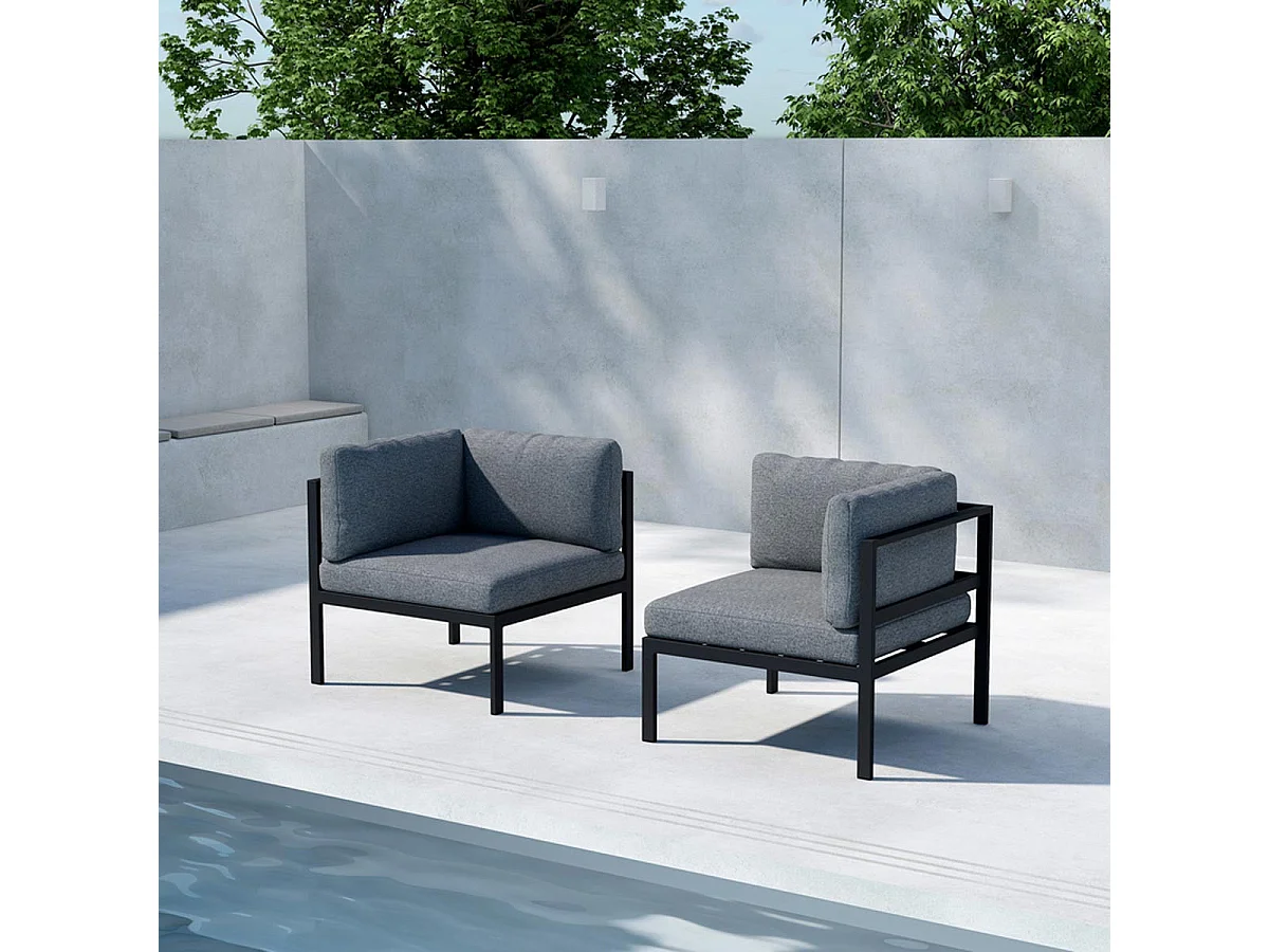 Module Canapé d'Angle de Jardin "Copacabana" 74cm Noir