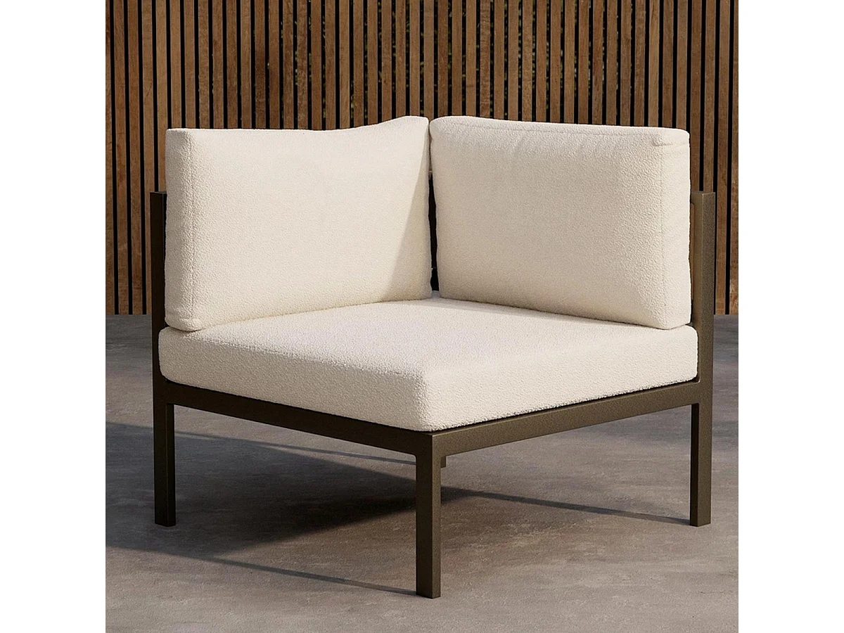 Module Canapé d'Angle de Jardin Bouclette "Copacabana" 74cm Marron