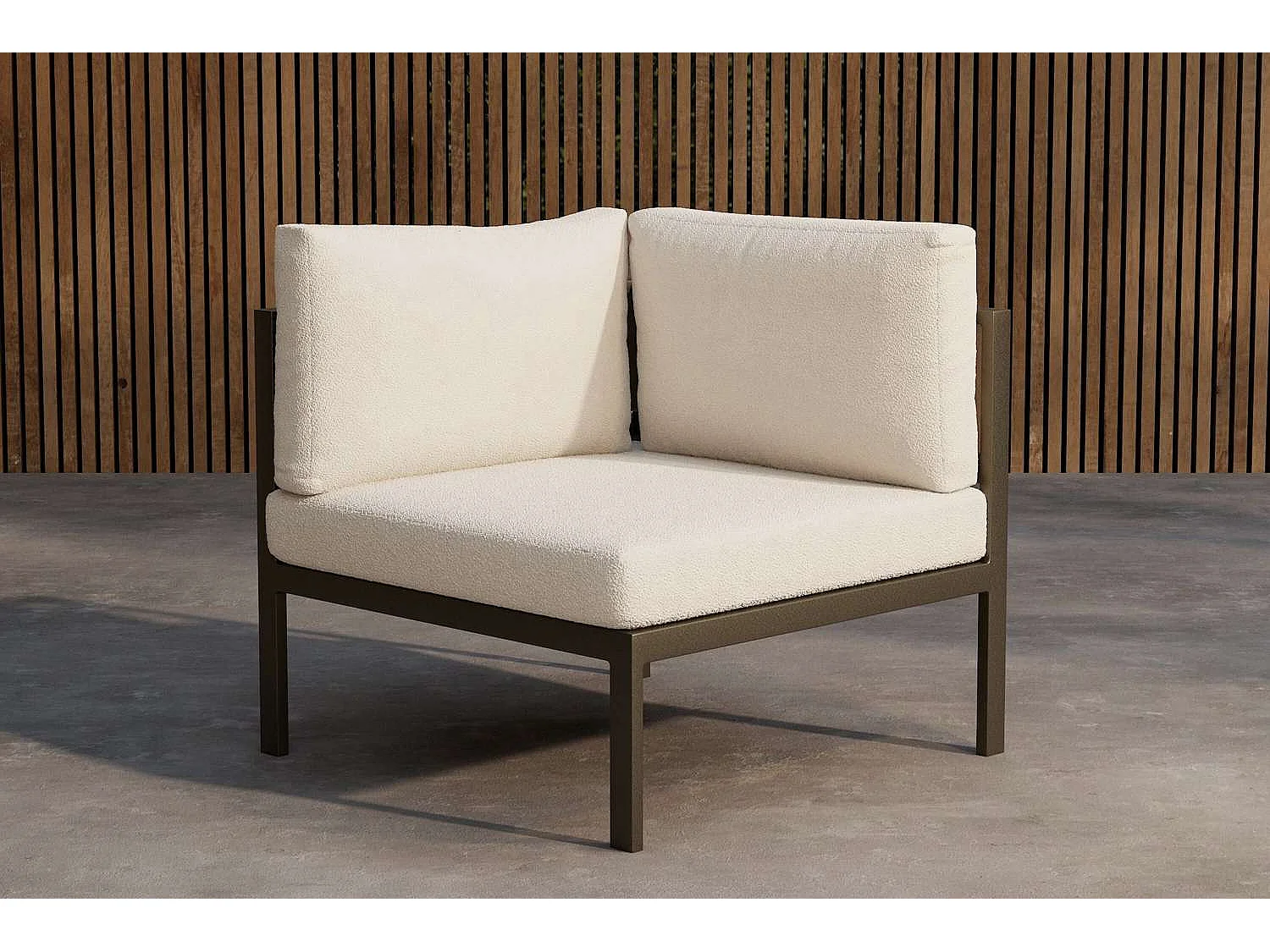 Module Canapé d'Angle de Jardin Bouclette "Copacabana" 74cm Marron