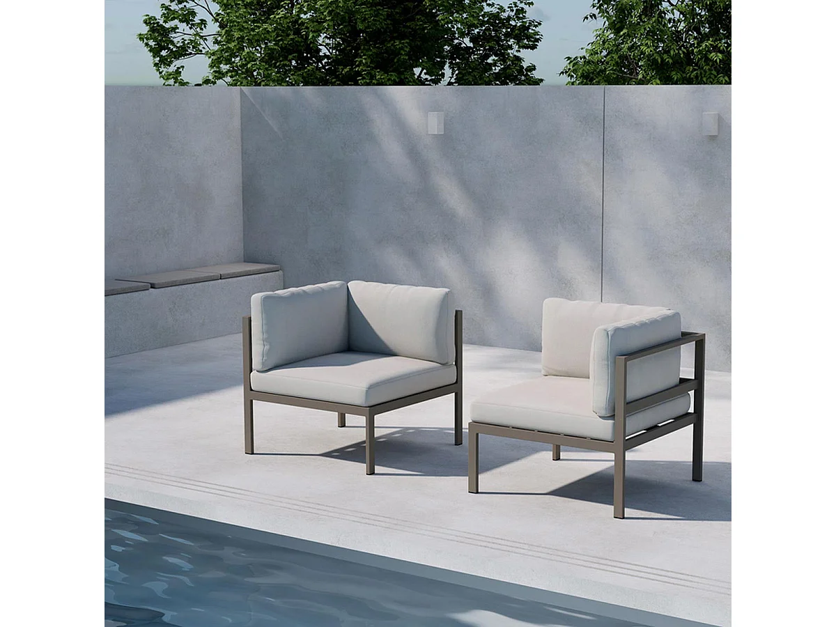 Module Canapé d'Angle de Jardin "Copacabana" 74cm Marron