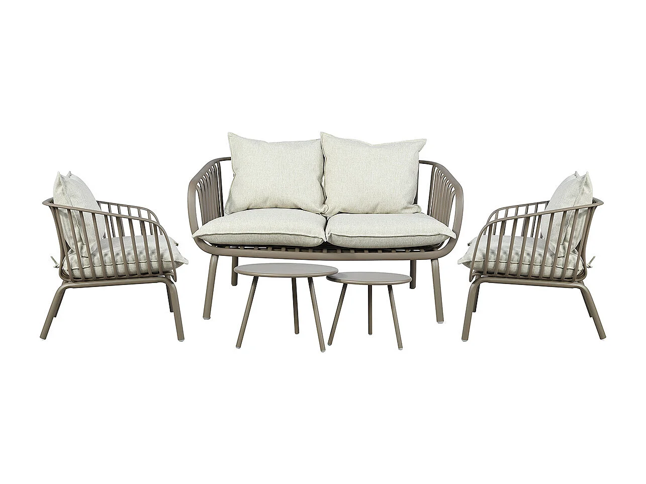 Ensemble bas de jardin en résine et acier 4p Marron MARINA