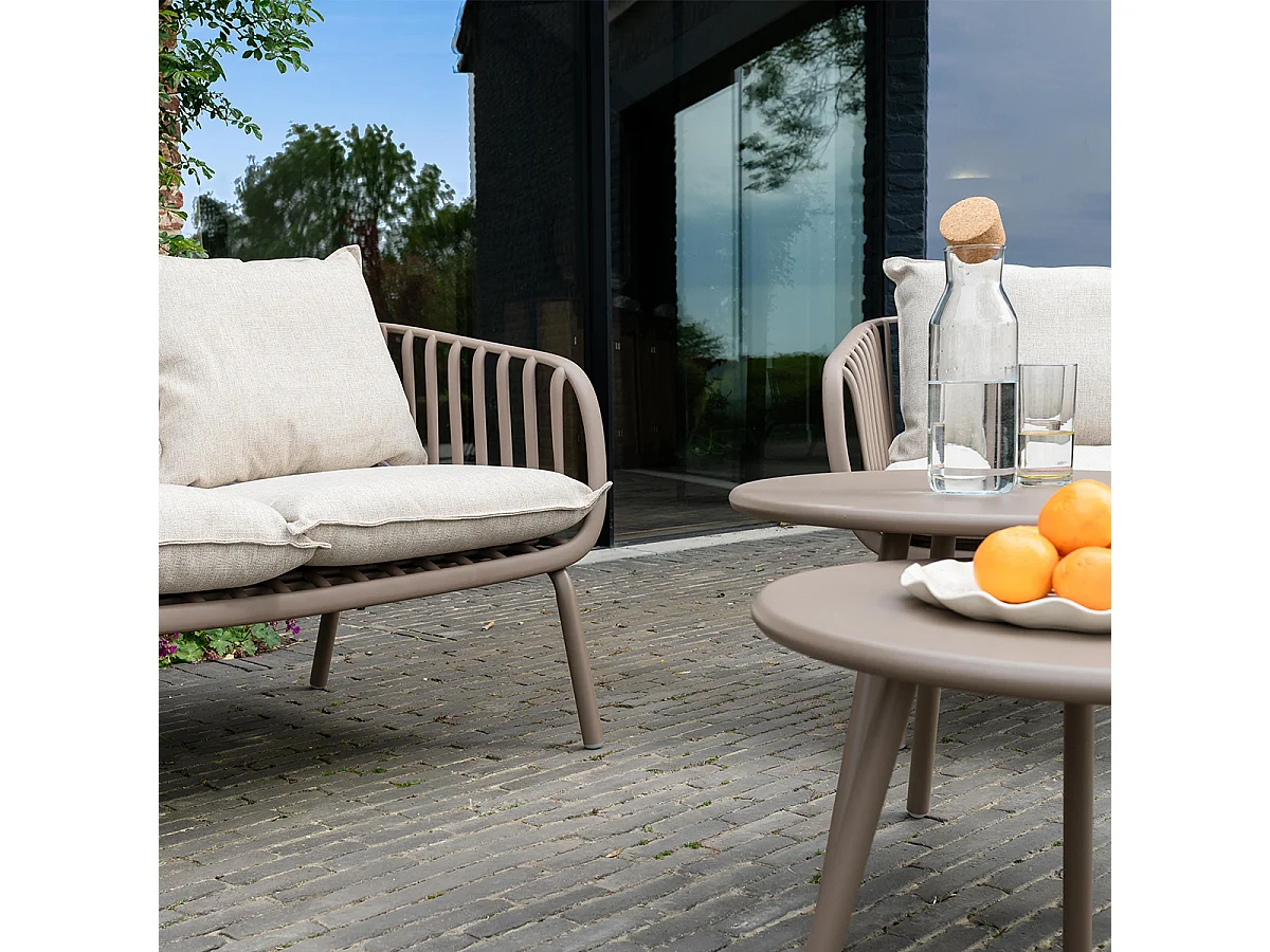Ensemble bas de jardin en résine et acier 4p Marron MARINA