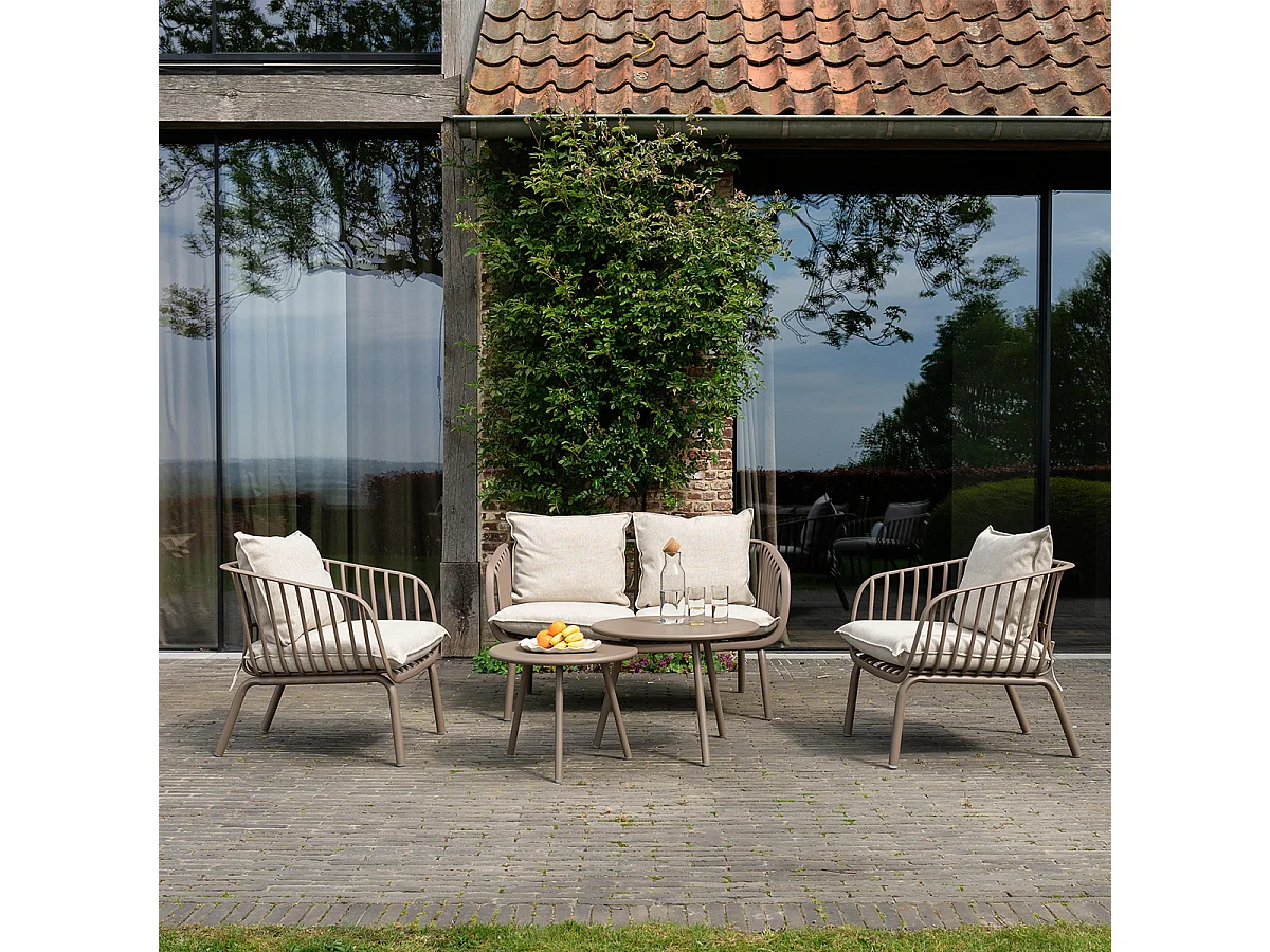 Ensemble bas de jardin en résine et acier 4p Marron MARINA