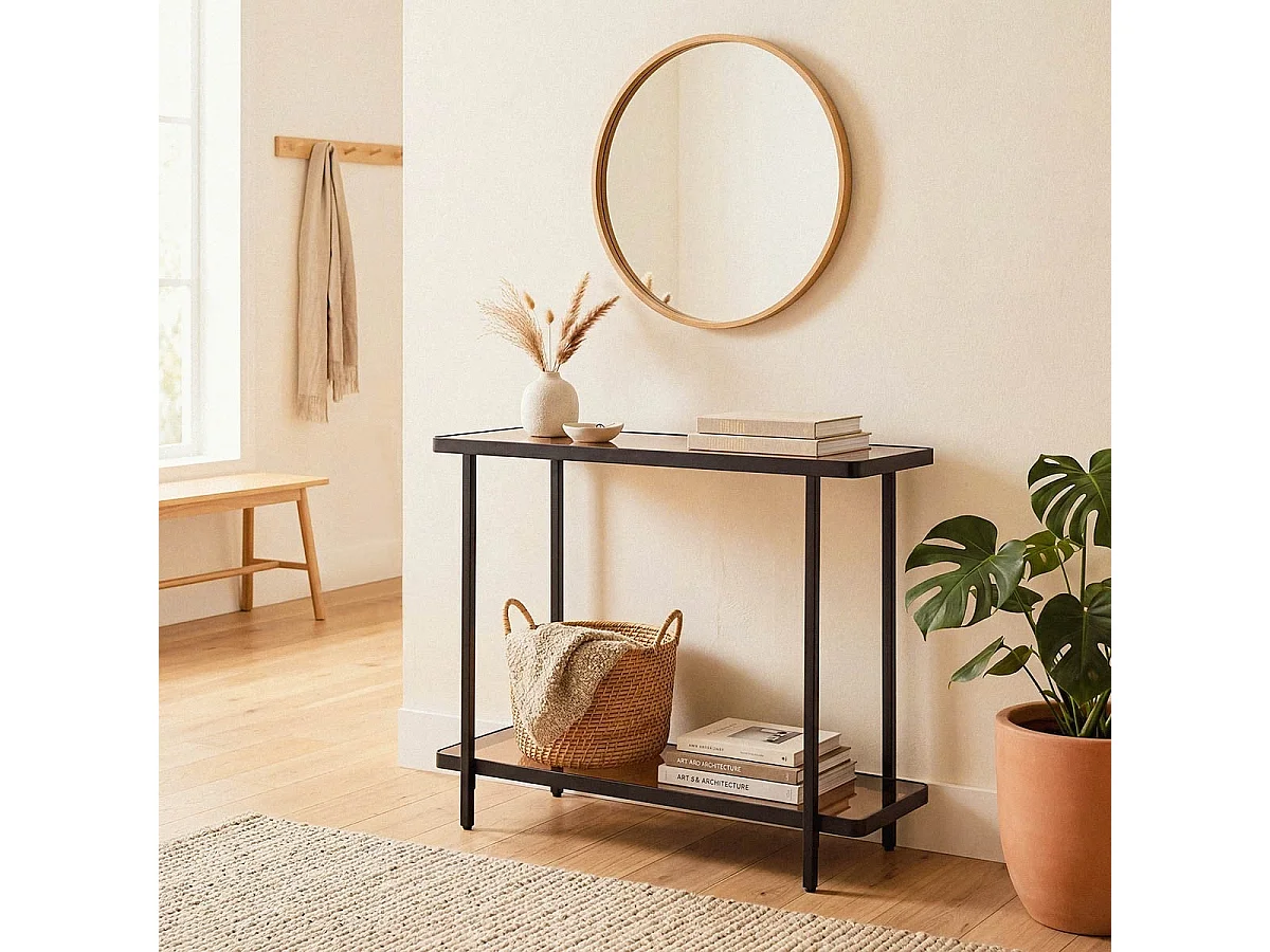 Console avec deux plateaux en verre fumé L80 cm - ORA