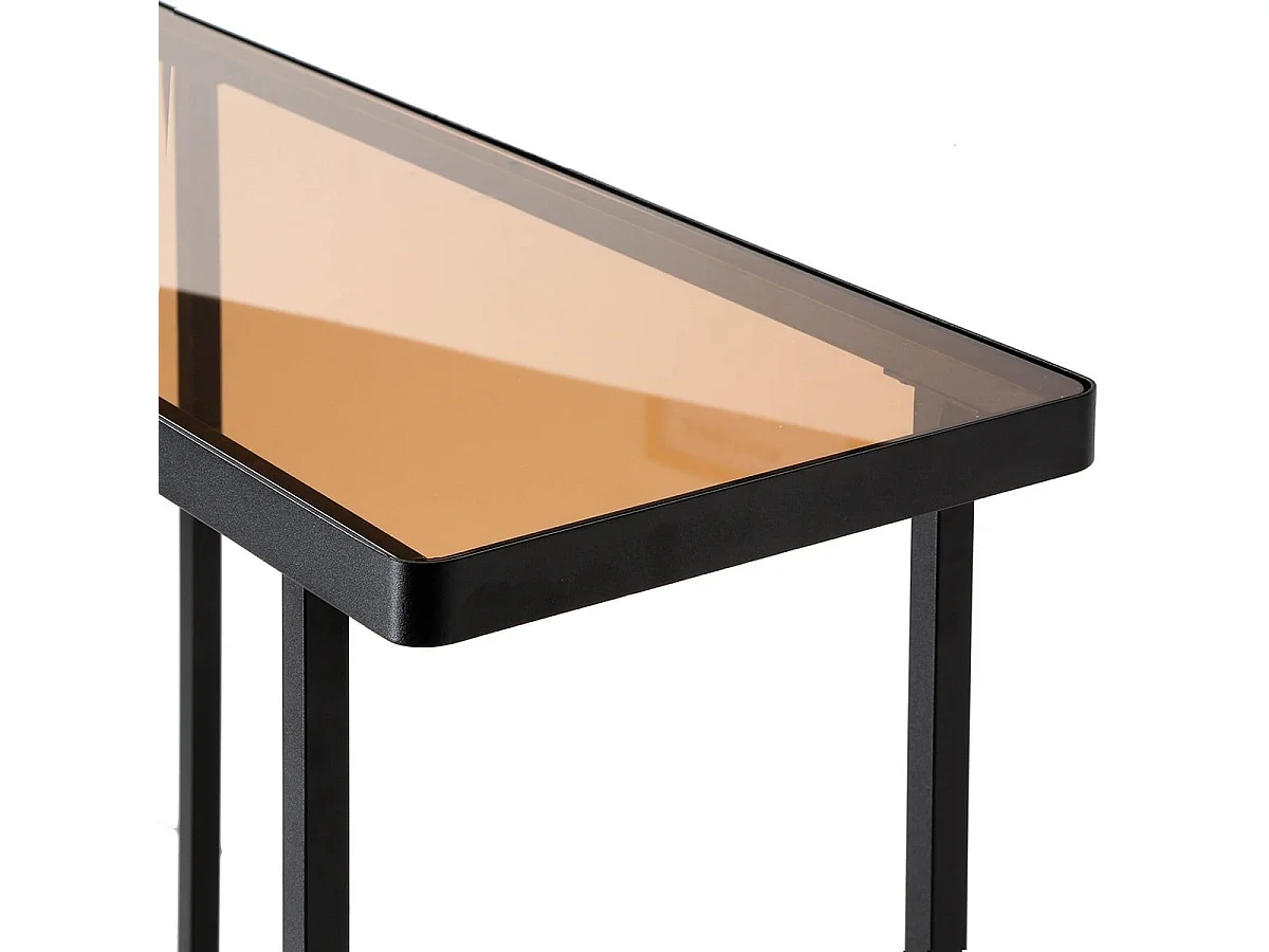 Console avec deux plateaux en verre fumé L80 cm - ORA