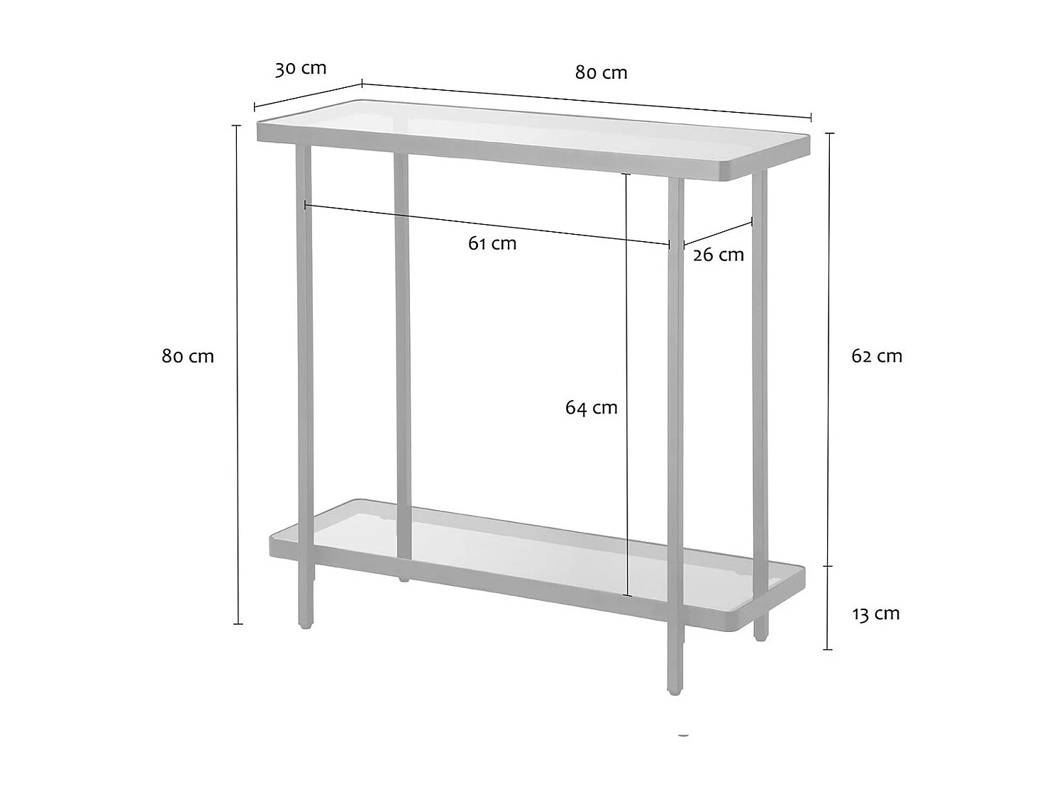 Console avec deux plateaux en verre fumé L80 cm - ORA