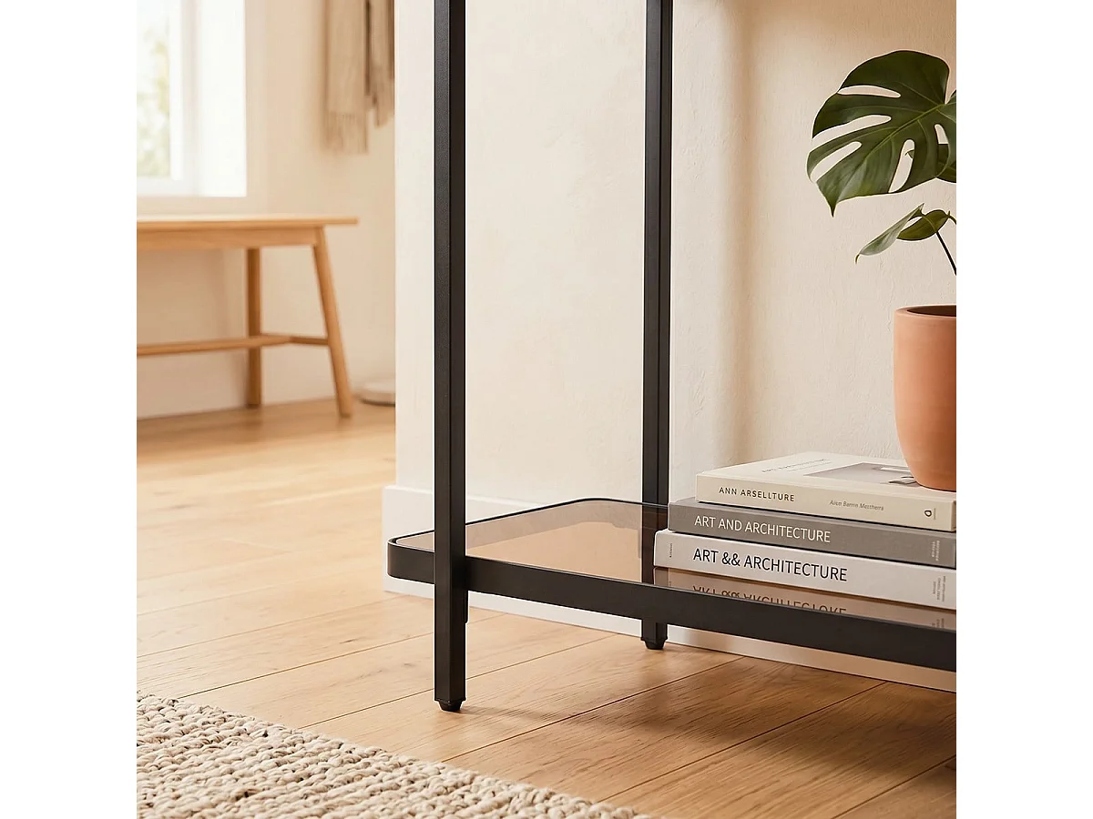 Console avec deux plateaux en verre fumé L80 cm - ORA