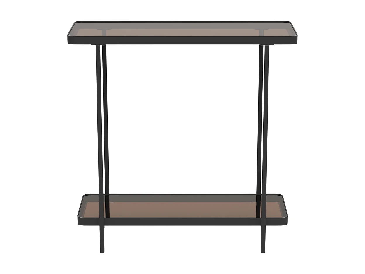 Console avec deux plateaux en verre fumé L80 cm - ORA