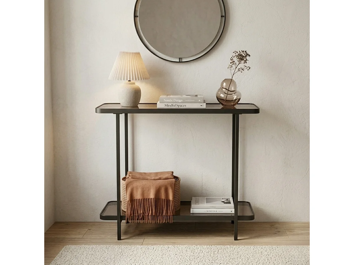 Console avec deux plateaux en verre fumé L80 cm - ORA