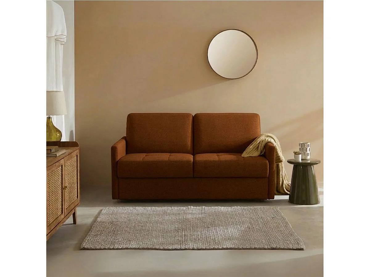 Rozkładana sofa 3-osobowa w tkaninie z materacem 14 cm - COSENZA
