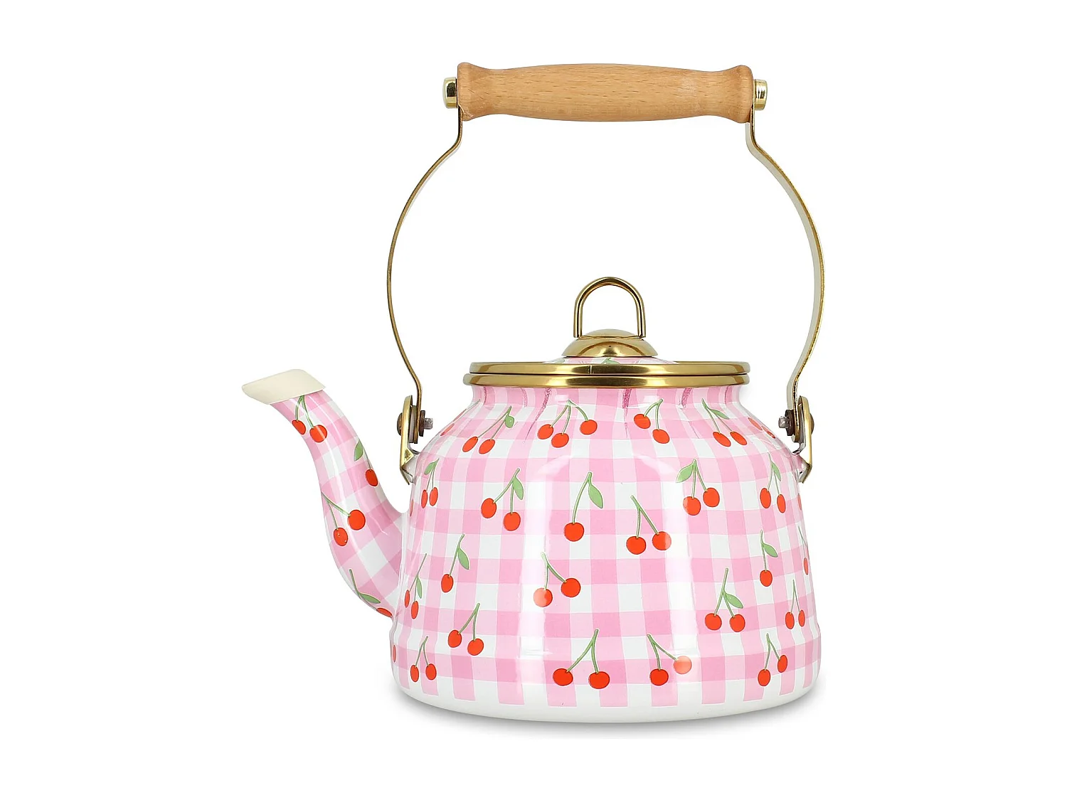 Menastyl - Bouilloire Vichy Cerise 2.5l En Acier émaillé