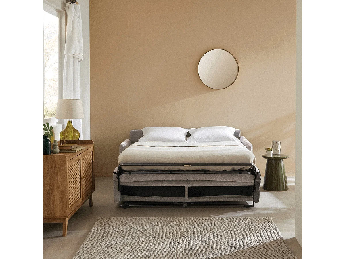 Sofá-cama de 3 lugares em tecido com colchão de 14cm - COSENZA