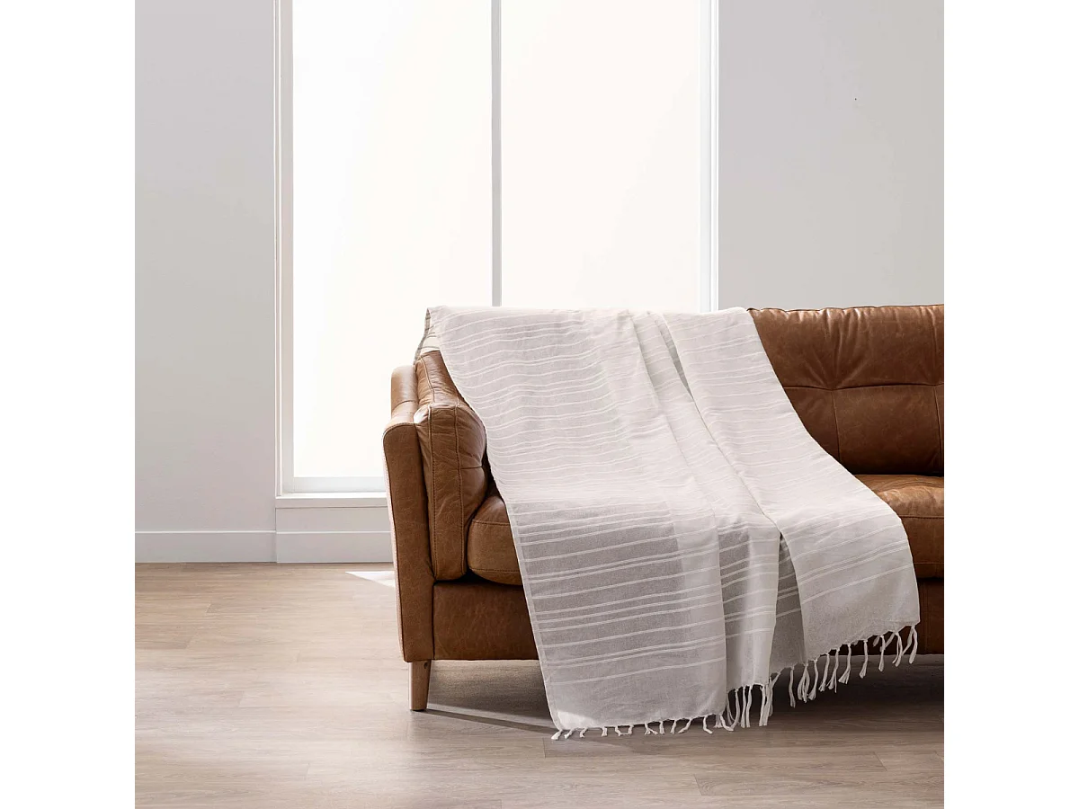 Plaid à Franges "Lilia" 240x260cm Naturel
