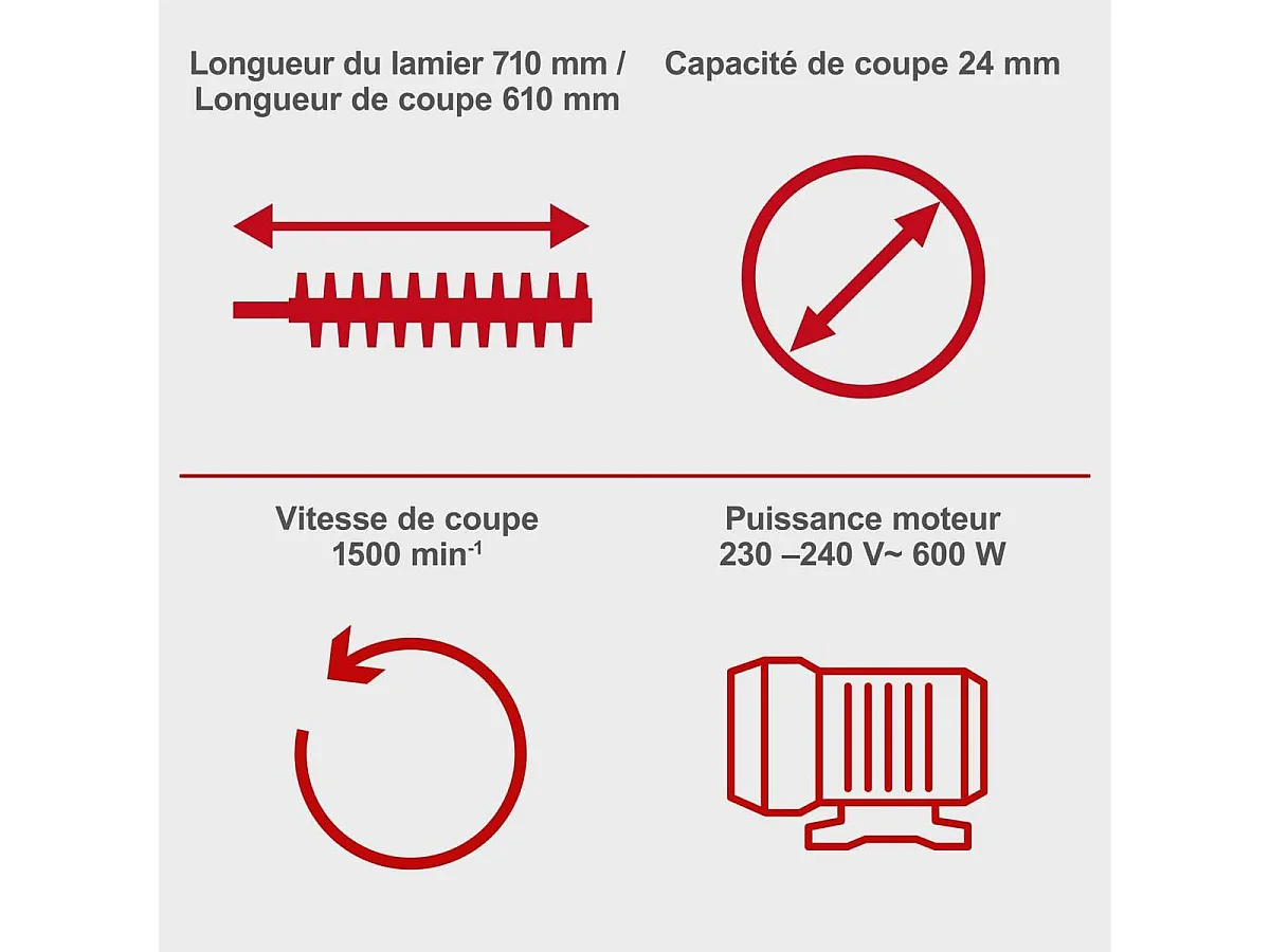 Taille-haie électrique SCHEPPACH EHT610 500 W - Lame 71 cm, 1500 coupes/min