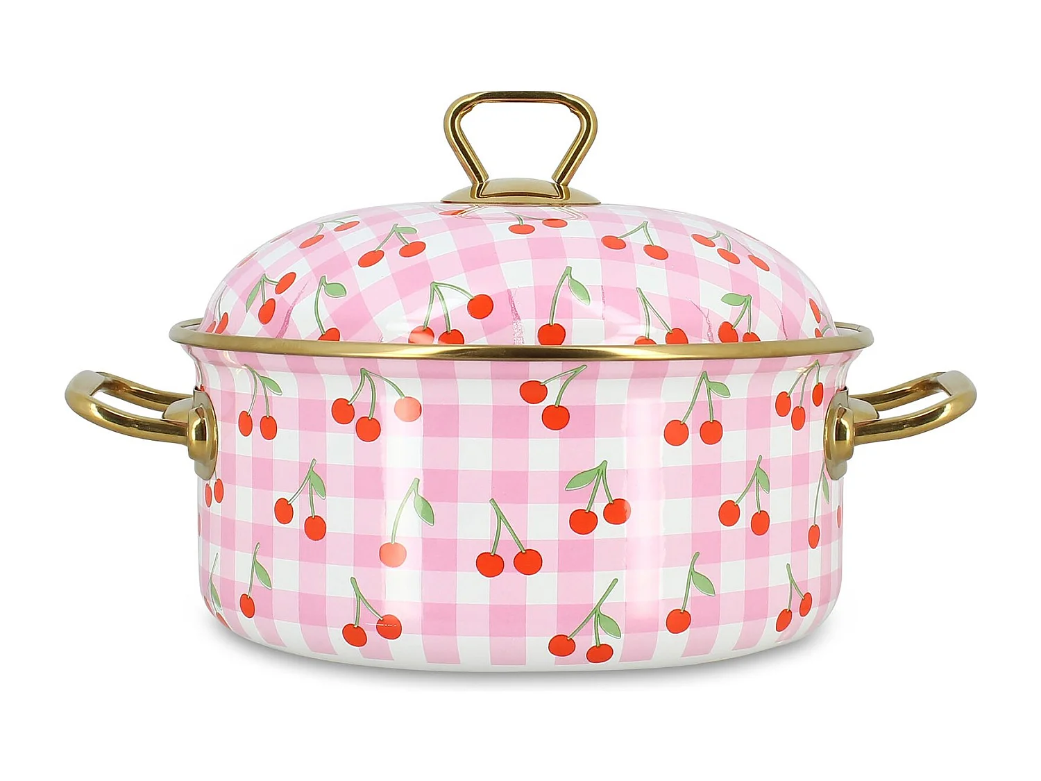 Menastyl - Faitout Vichy Cerise 20cm En Acier émaillé