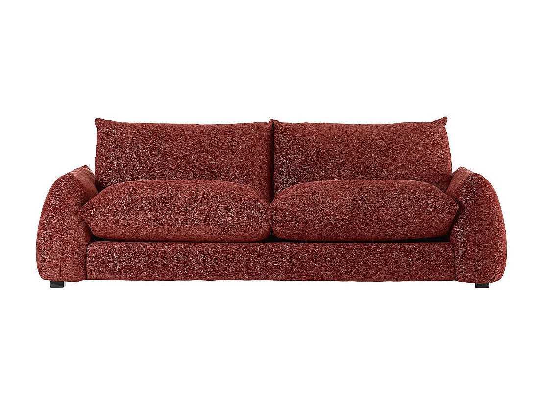 Divano lineare a 3 posti in ciniglia melange color vino