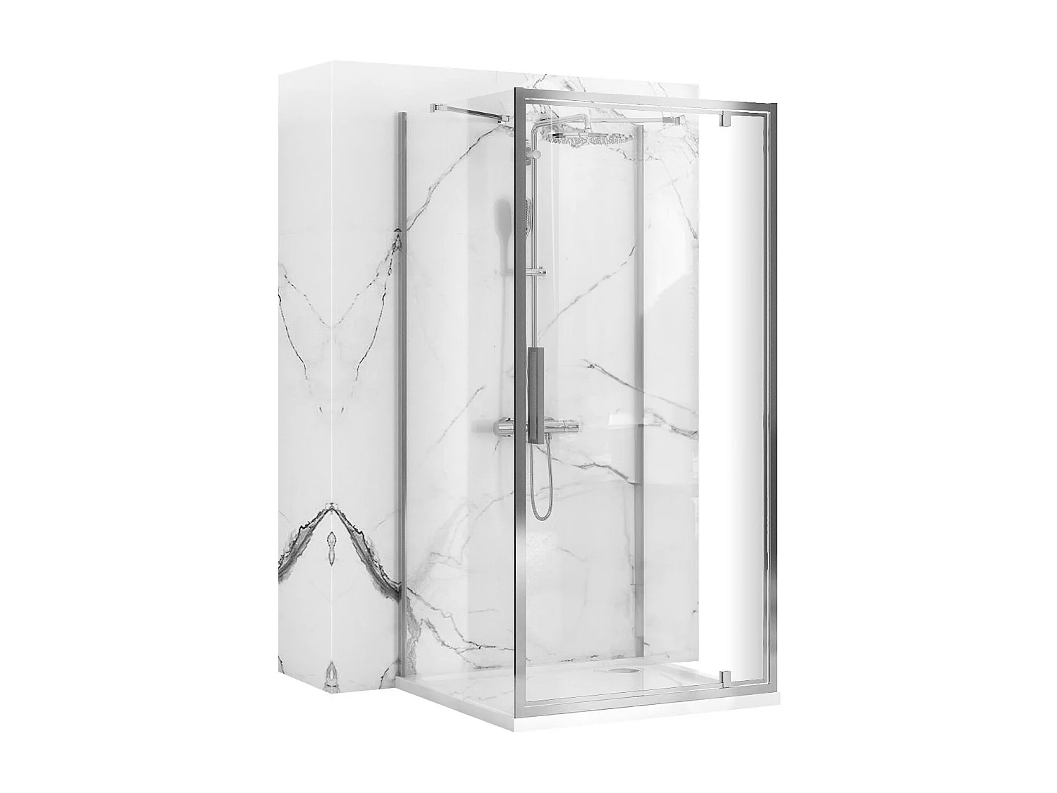 Rea RAPID SWING 100x90 brusekabine til væg, krom, 100X90X195CM