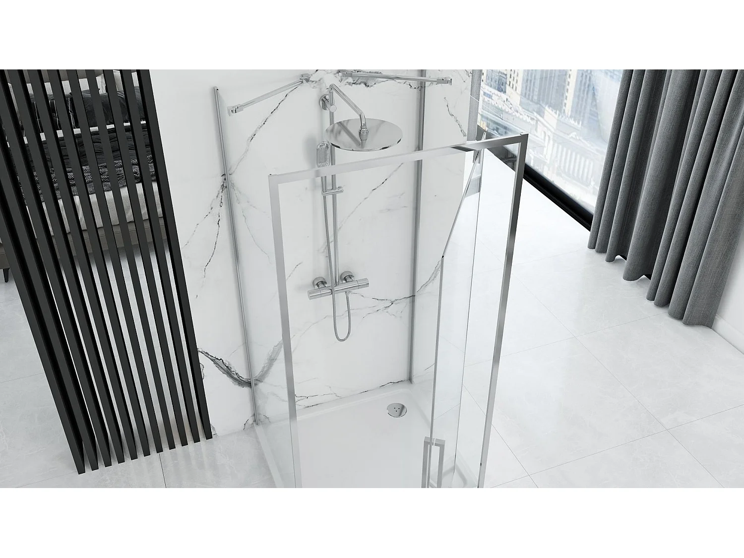 Rea RAPID SWING 100x90 brusekabine til væg, krom, 100X90X195CM