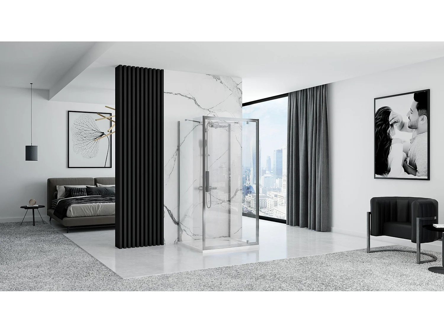 Rea RAPID SWING 100x90 brusekabine til væg, krom, 100X90X195CM