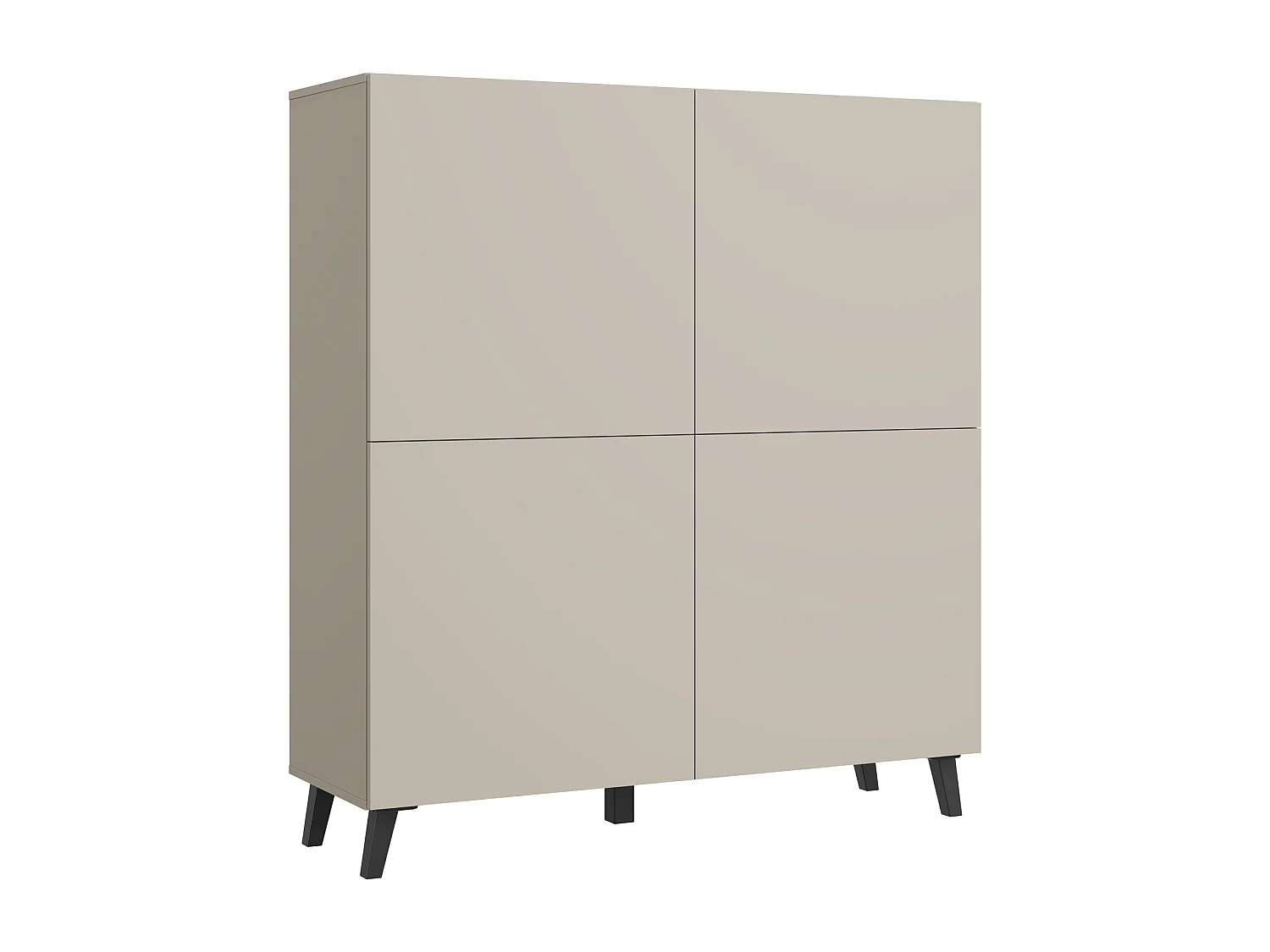 Commode haute moderne 120 cm sur pieds pour salon beige cachemire