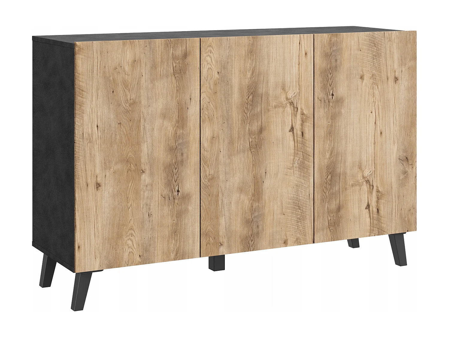 Commode moderne 120 cm sur pieds pour salon anthracite matera châtaignier