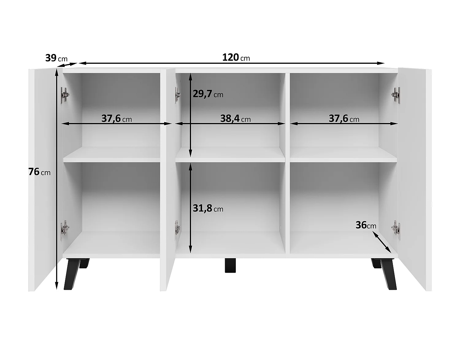 Commode moderne 120 cm sur pieds pour salon anthracite matera châtaignier
