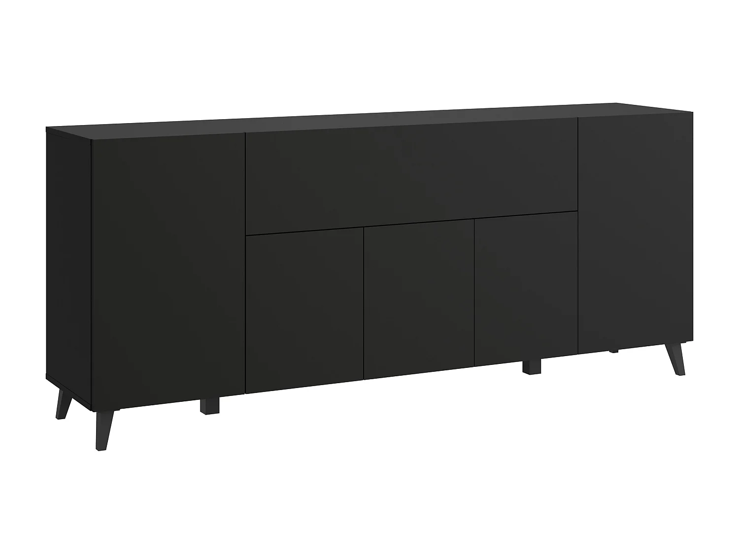 Commode moderne 180 cm sur pieds pour salon noir graphite minimaliste
