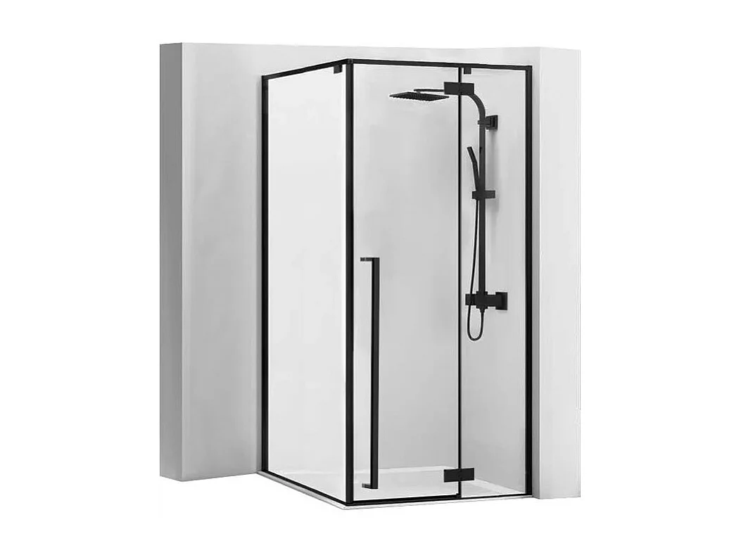 hörnduschkabin Rea FARGO svart 90x90 med duschkar SAVOY svart