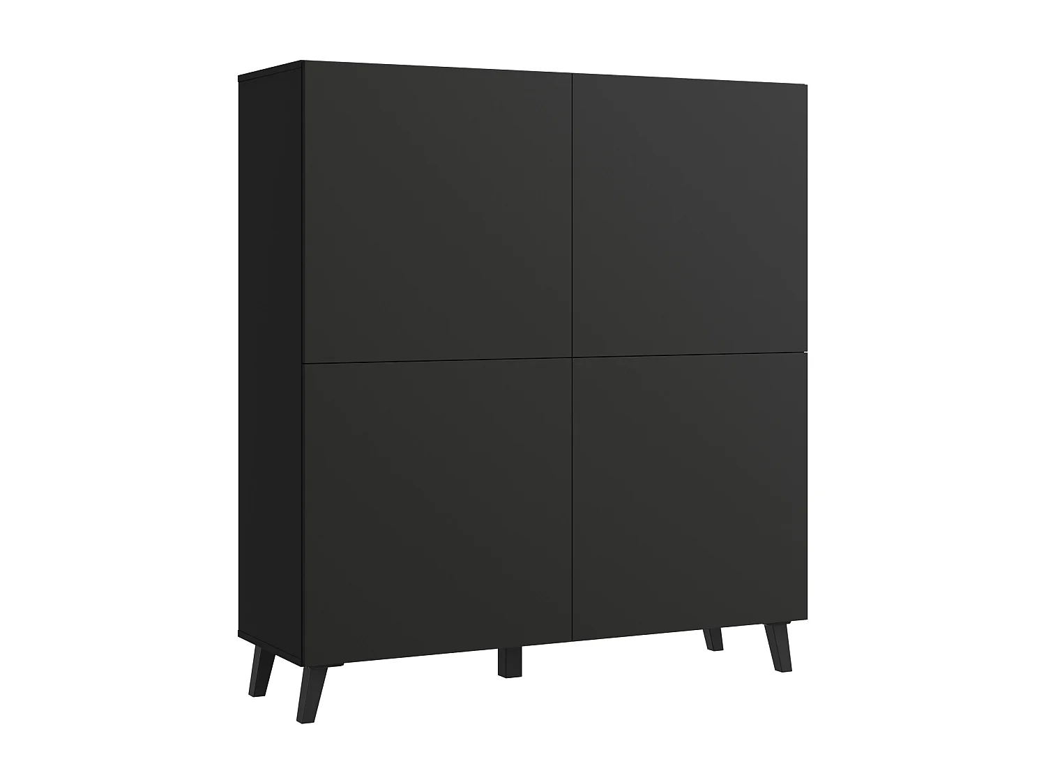 Commode haute moderne 120 cm sur pieds pour salon noir graphite