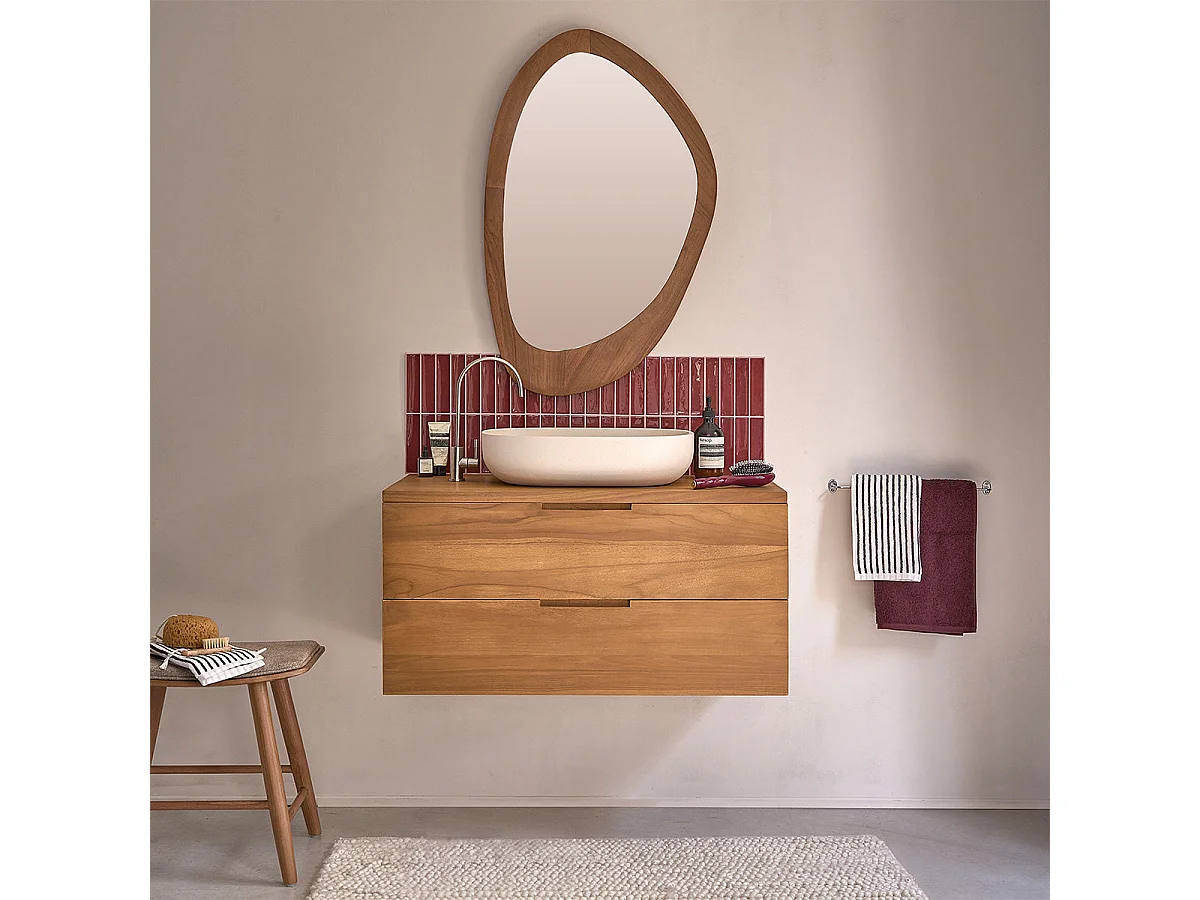 Meuble sous vasque en teck massif 80 cm