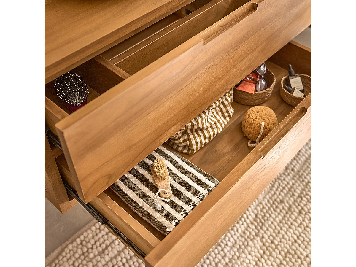 Meuble sous vasque en teck massif 80 cm