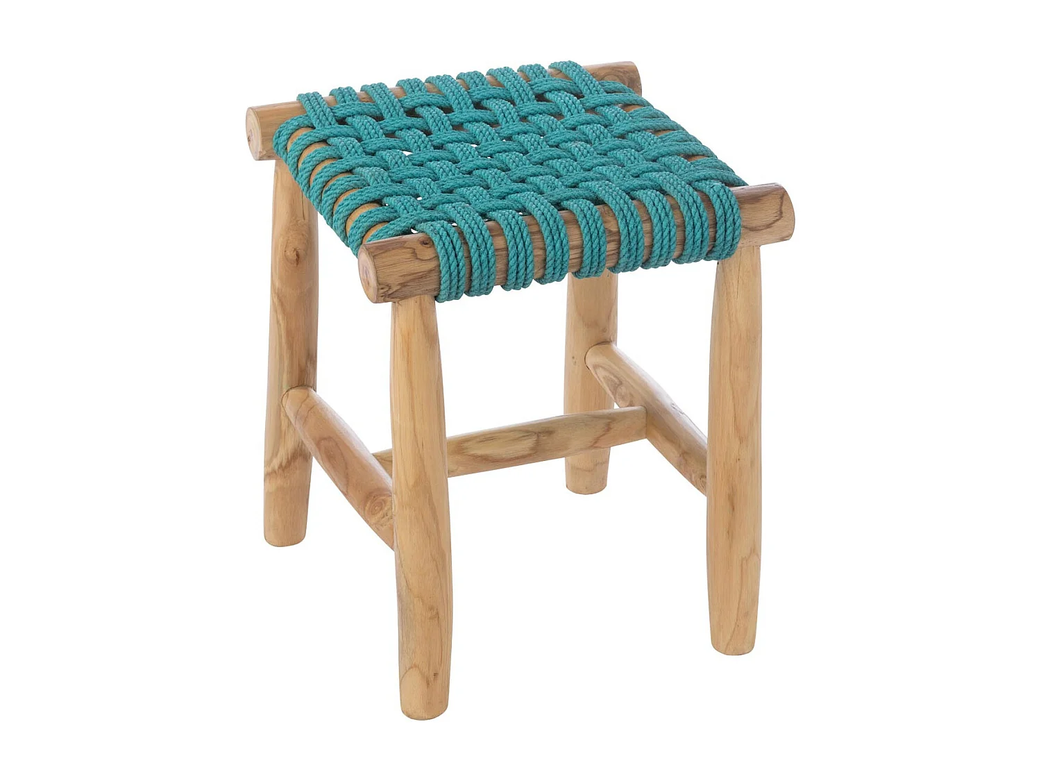 Tabouret en Teck "Erin" 45cm Turquoise