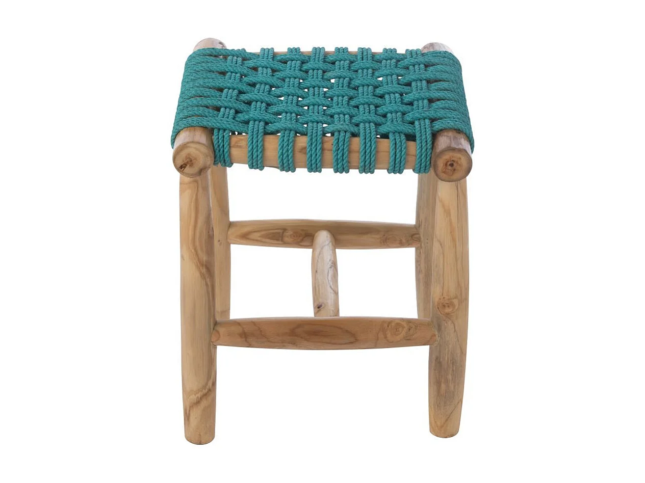 Tabouret en Teck "Erin" 45cm Turquoise
