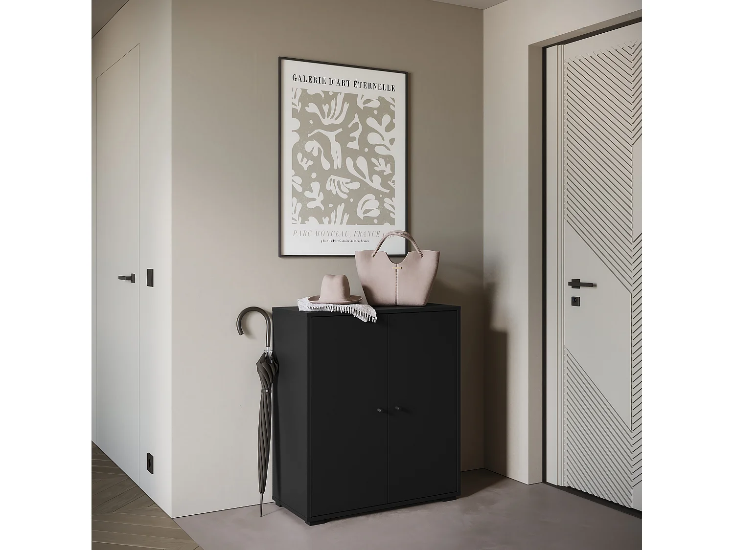 Meuble à chaussures moderne et spacieux avec portes basculantes noir
