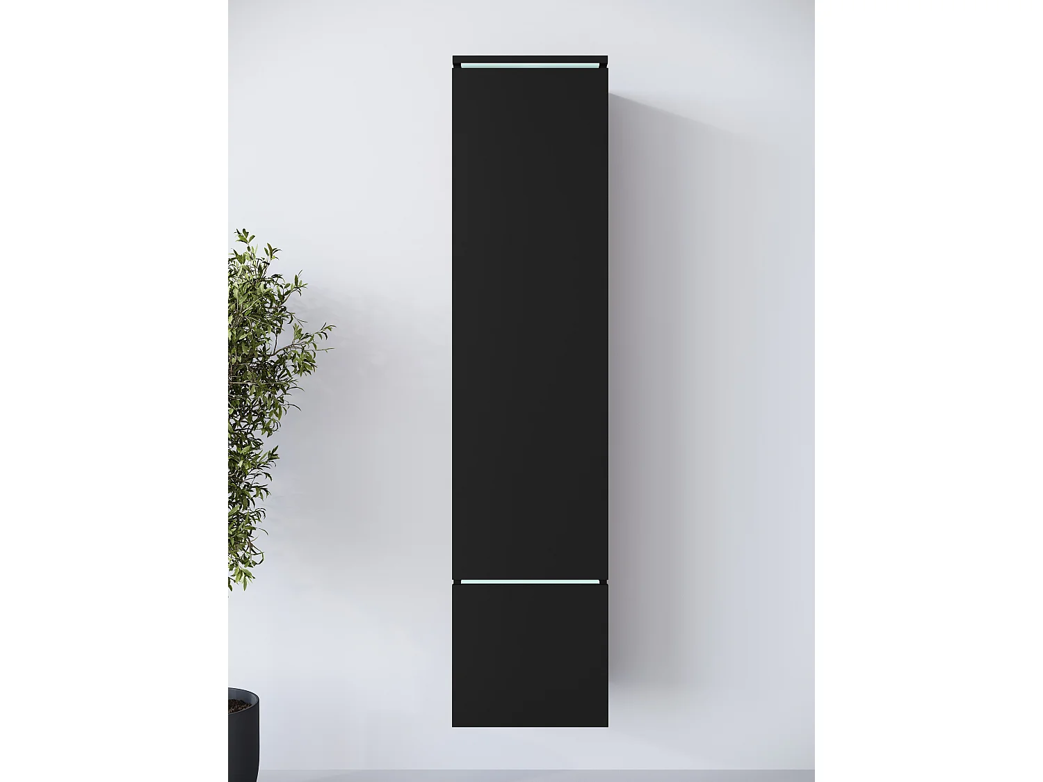 Vitrine haute moderne avec éclairage LED noir graphite