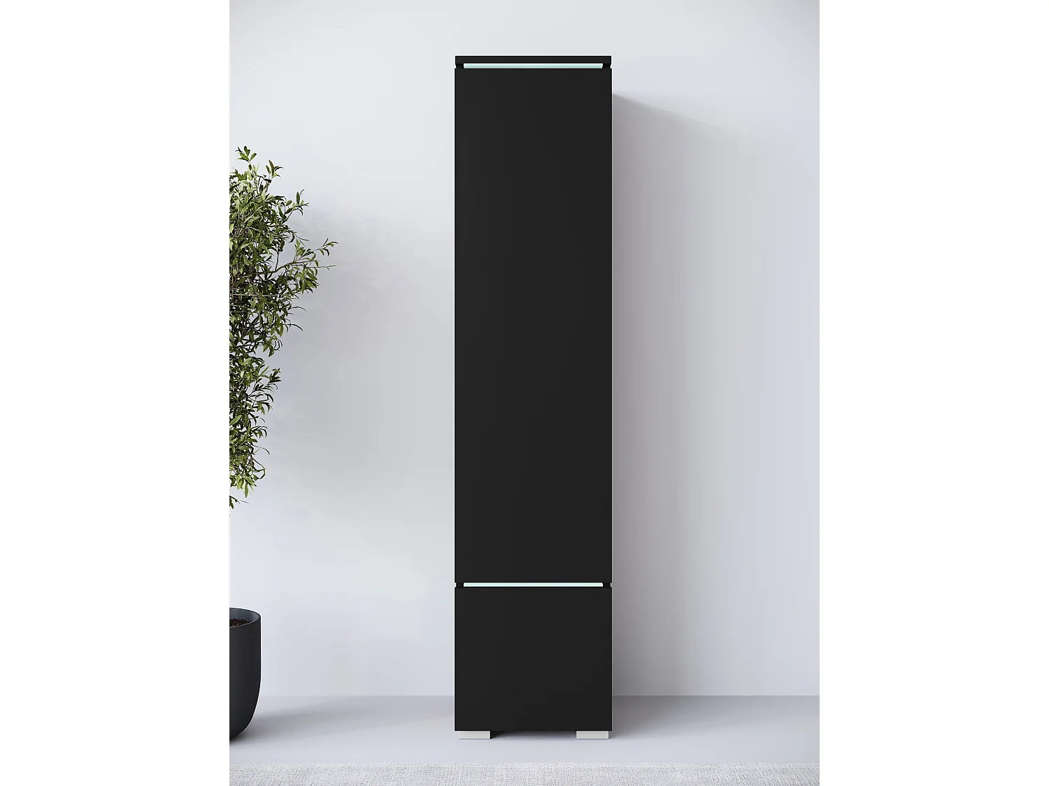 Vitrine haute moderne avec éclairage LED noir graphite