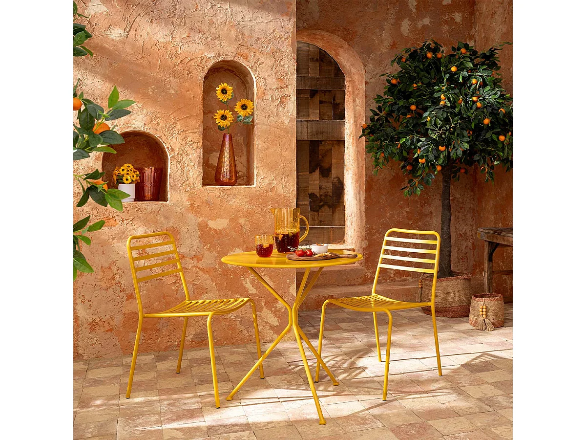 Table de Jardin en Métal "Tripod" 72cm Ocre