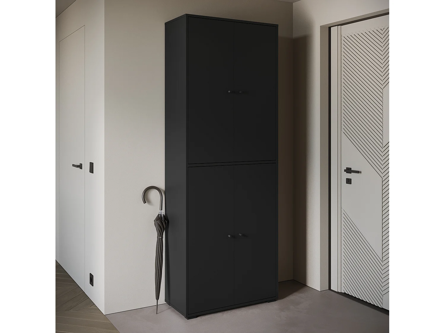Meuble à chaussures haut et spacieux avec portes basculantes noir