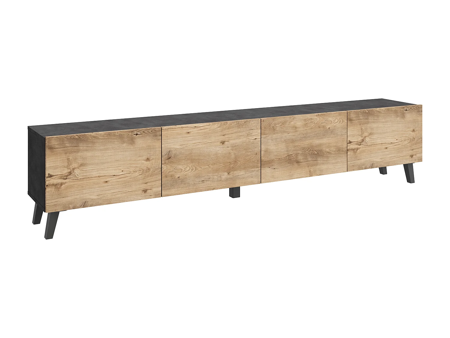 Meuble TV moderne 190 cm sur pieds pour salon matera châtaignier Breslau