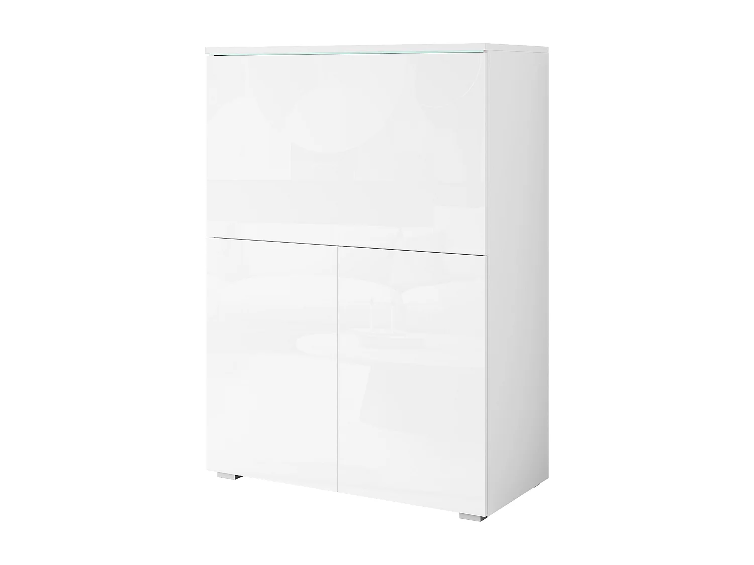 Escritorio secreter moderno con iluminación LED blanco / blanco brillo