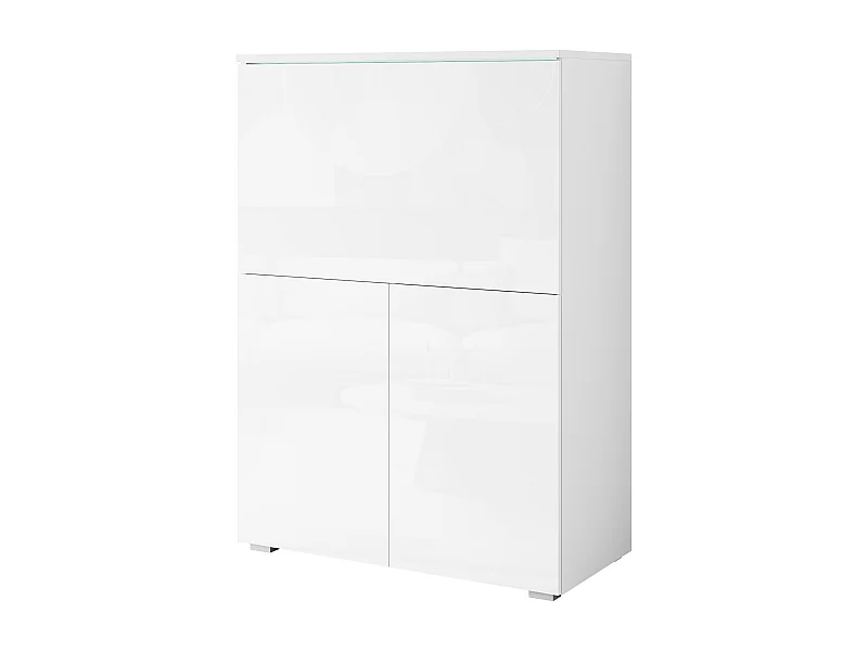 Secrétaire / bureau moderne avec éclairage LED blanc / blanc brillant