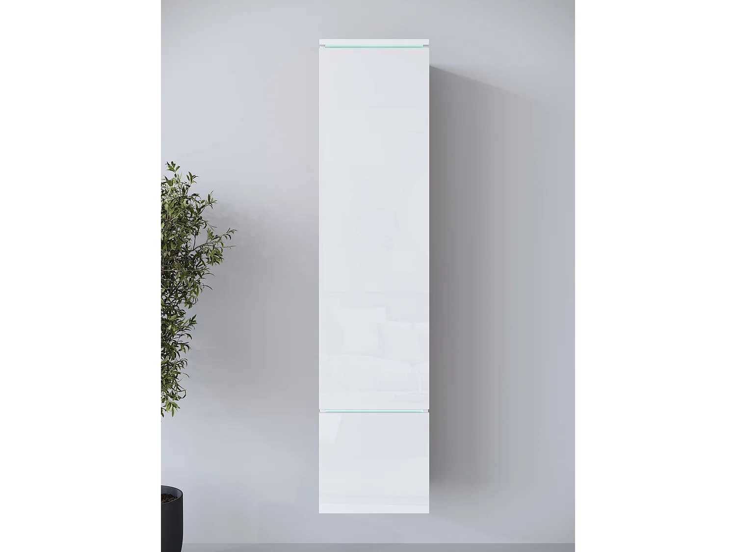 Vitrine haute moderne avec éclairage LED blanc / blanc brillant