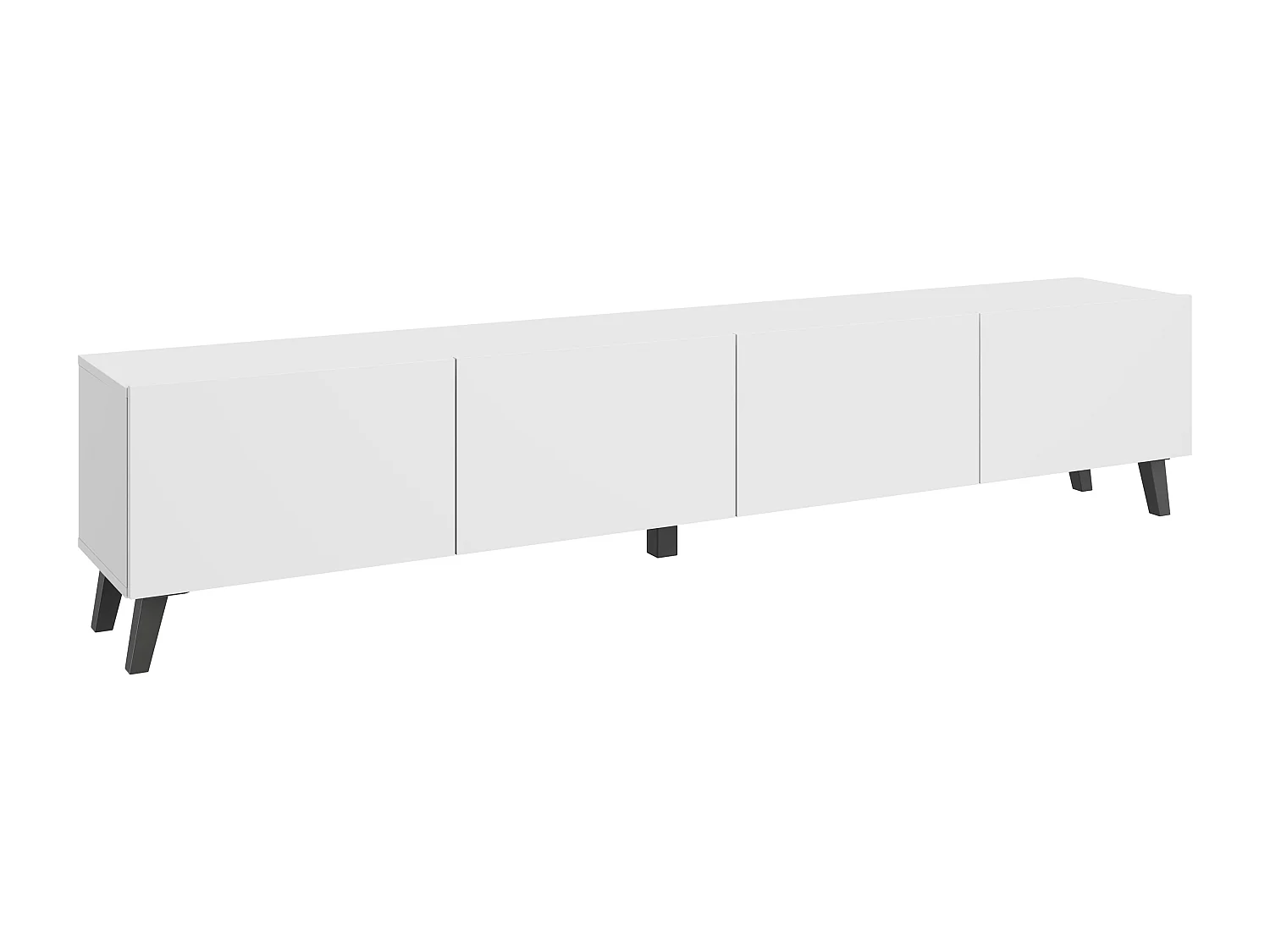 Meuble TV moderne 190 cm sur pieds pour salon blanc mat