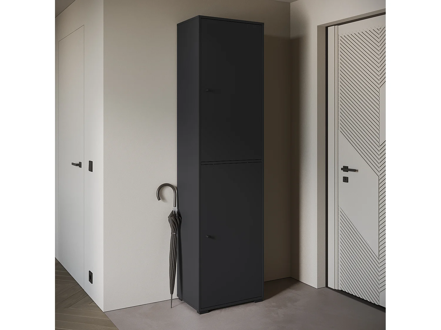Meuble à chaussures haut et spacieux avec portes basculantes noir