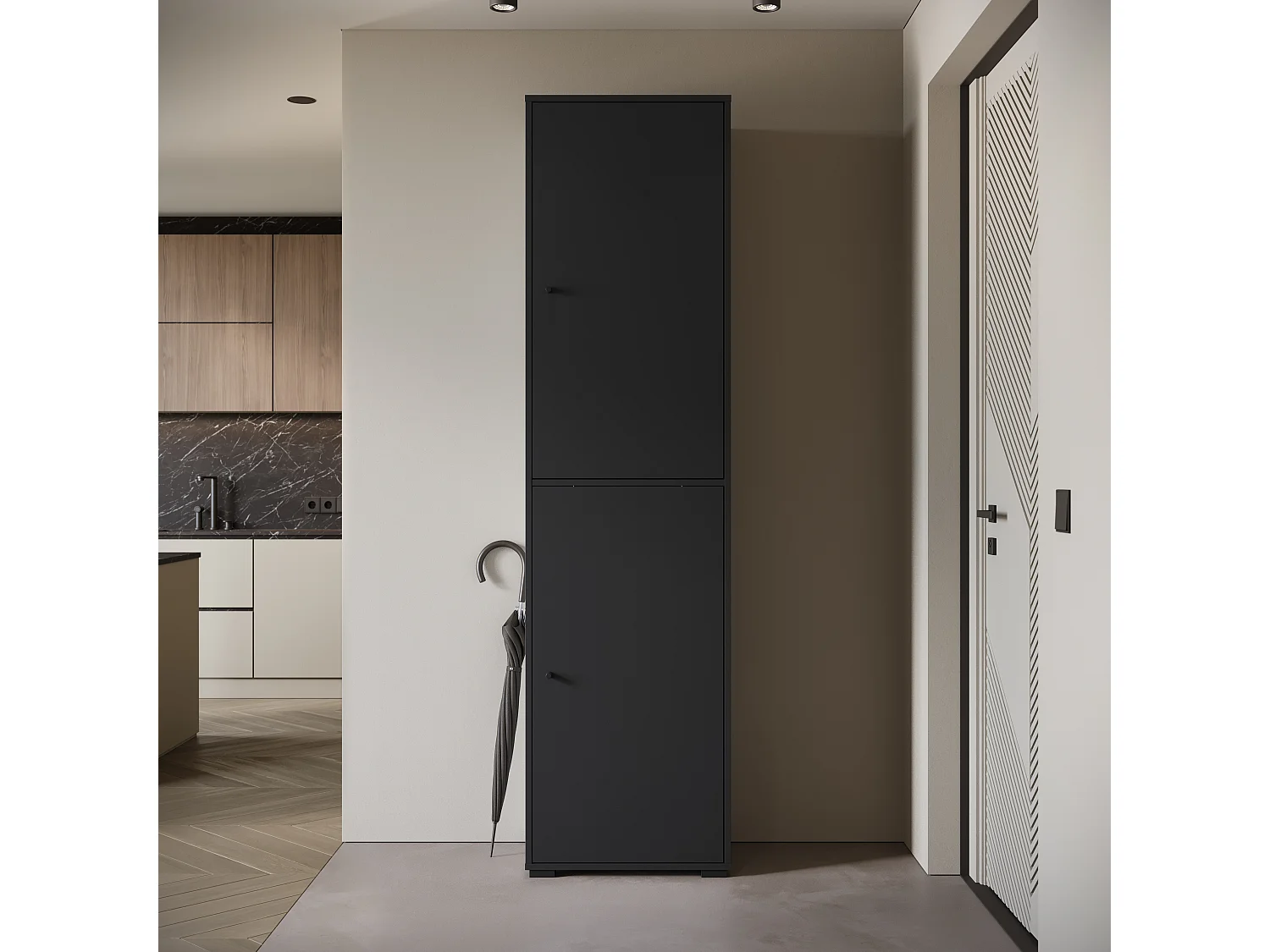 Meuble à chaussures haut et spacieux avec portes basculantes noir