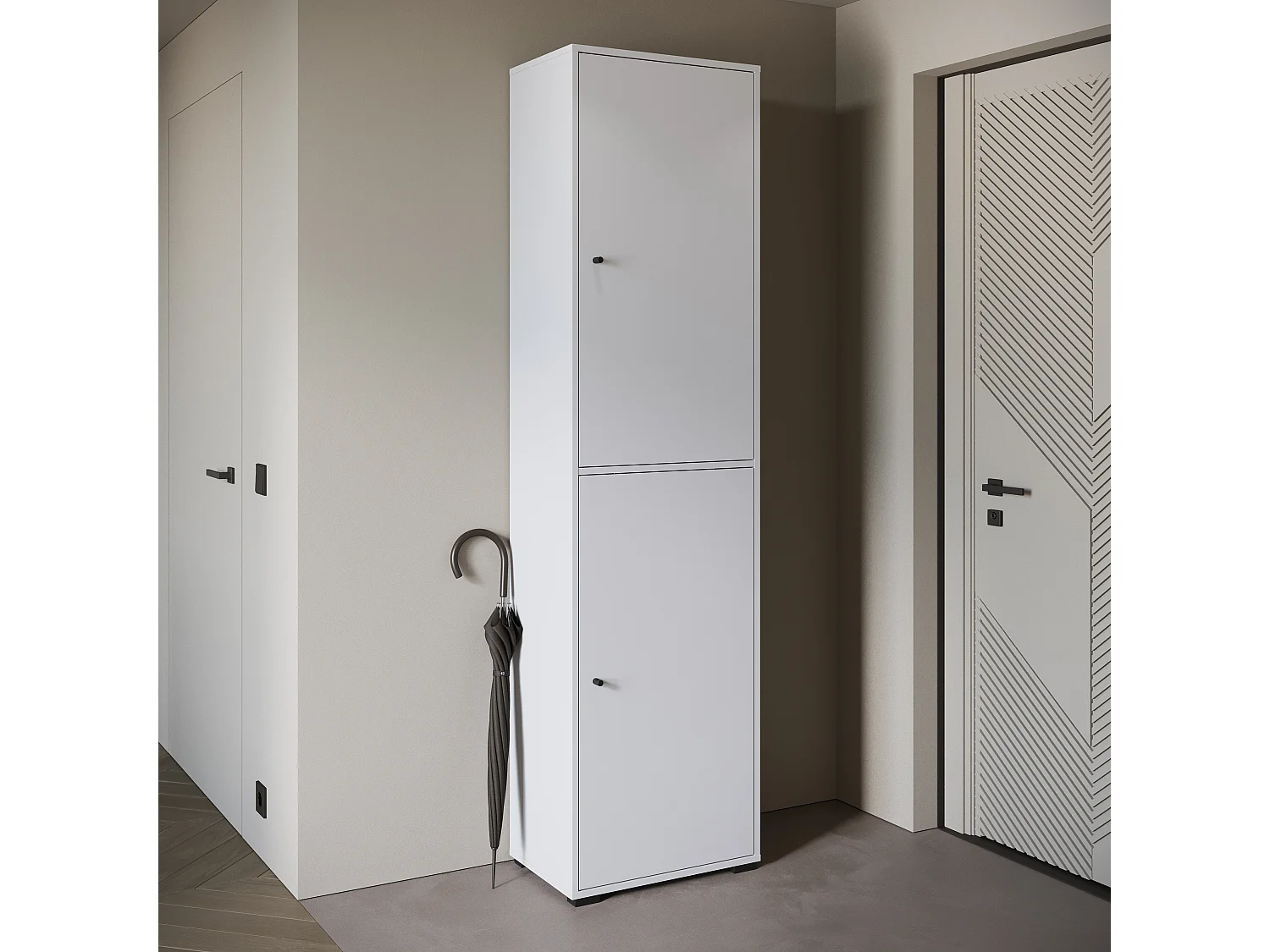 Meuble à chaussures haut et spacieux avec portes basculantes blanc