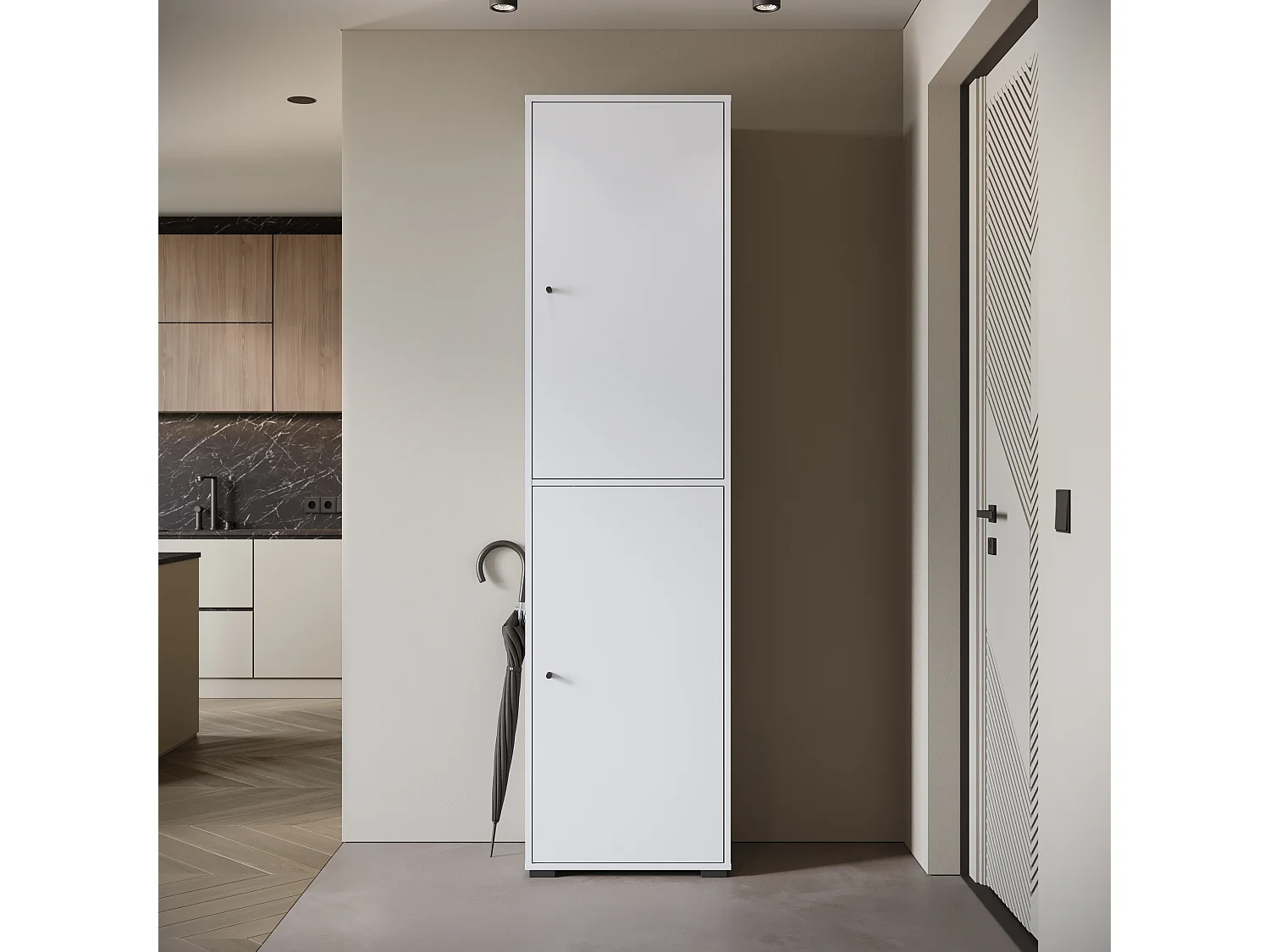 Meuble à chaussures haut et spacieux avec portes basculantes blanc